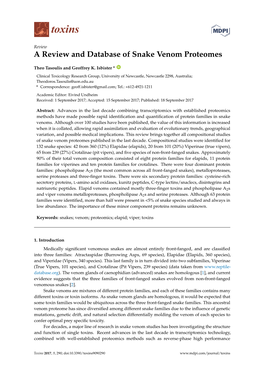 A Review and Database of Snake Venom Proteomes