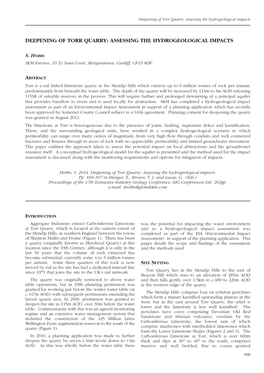 Deepening of Torr Quarry: Assessing the Hydrogeological Impacts