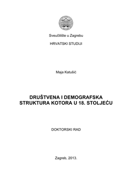 Društvena I Demografska Struktura Kotora U 18