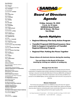 Board of Directors Agenda