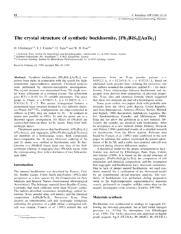 The Crystal Structure of Synthetic Buckhornite, [Pb2bis3][Aute2]