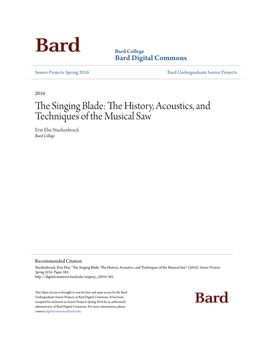 The Singing Blade: the History, Acoustics, and Techniques of the Musical Saw