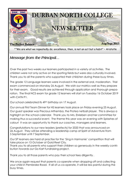 Durban North College Newsletter