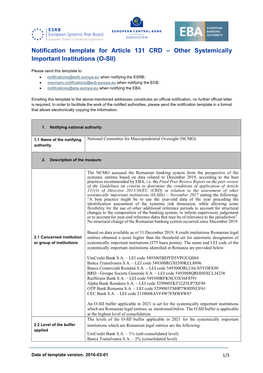 Notification by the National Committee for Macroprudential Oversight
