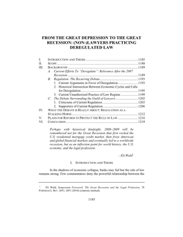 From the Great Depression to the Great Recession: (Non-)Lawyers Practicing Deregulated Law