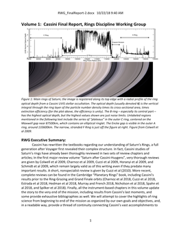 Volume 1: Cassini Final Report, Rings Discipline Working Group