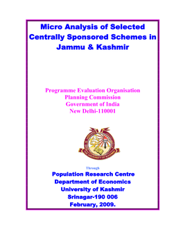 Micro Analysis of Selected Centrally Sponsored Schemes in Jammu & Kashmir