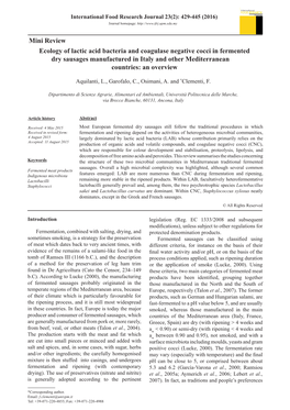 Ecology of Lactic Acid Bacteria and Coagulase Negative Cocci in Fermented Dry Sausages Manufactured in Italy and Other Mediterranean Countries: an Overview