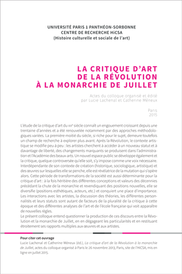 La Critique D'art De La Révolution À La Monarchie De Juillet