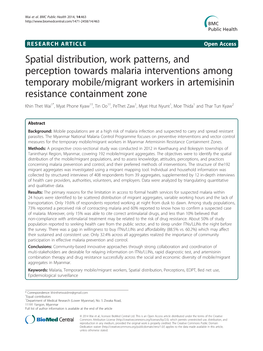 Spatial Distribution, Work Patterns, and Perception Towards Malaria