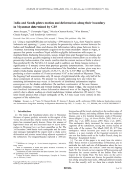 India and Sunda Plates Motion and Deformation Along Their Boundary In