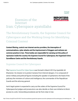 Iran: Cyberspace Ayatollahs | Enemies of the Internet