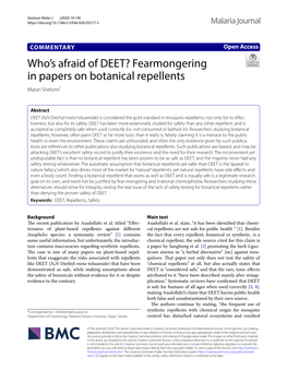 Who's Afraid of DEET? Fearmongering in Papers on Botanical Repellents