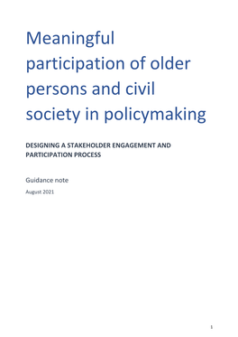 Meaningful Participation of Older Persons and Civil Society in Policymaking