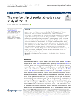 The Membership of Parties Abroad: a Case Study of the UK Susan Collard1† and Tudi Kernalegenn2*†