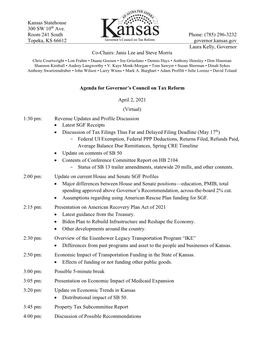 Tax Council Agenda