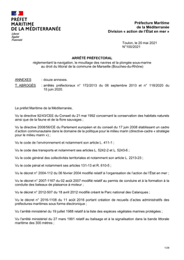 Préfecture Maritime De La Méditerranée Division « Action De L’État En Mer »