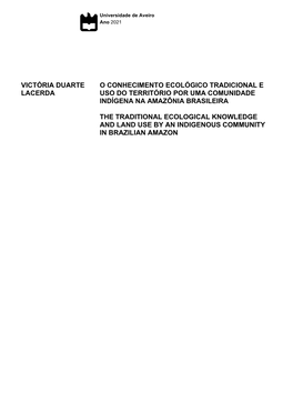 Victória Duarte Lacerda O Conhecimento Ecológico