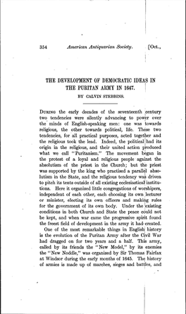 The Development of Democratic Ideas in the Puritan Army in 1647. by Calvin Stebbins