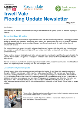 Irwell Vale Flooding Update Newsletter May 2020