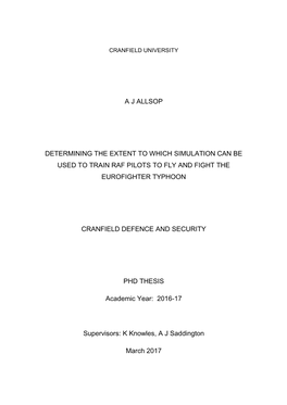 A J Allsop Determining the Extent to Which Simulation Can Be Used to Train Raf Pilots to Fly and Fight the Eurofighter Typhoon C