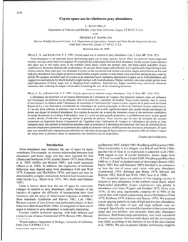 Coyote Space Use in Relation to Prey Abundance