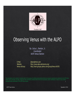 Observing Venus with the ALPO