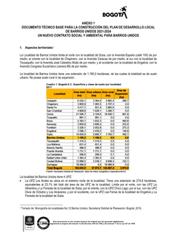 Anexo 1 Documento Técnico Base Para La Construcción Del Plan De Desarrollo Local De Barrios Unidos 2021-2024 Un Nuevo Contrato Social Y Ambiental Para Barrios Unidos