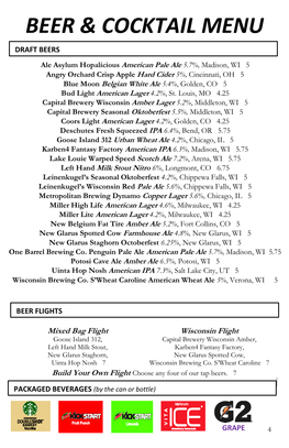 Beer & Cocktail Menu