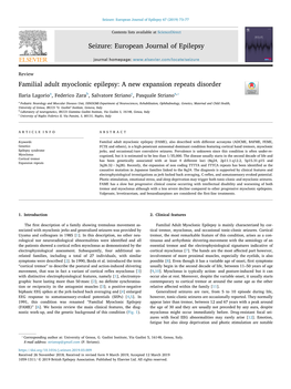 Familial Adult Myoclonic Epilepsy a New Expansion Repeats Disorder