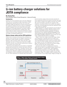 Li-Ion Battery-Charger Solutions for JEITA Compliance