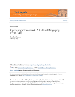 Queequeg's Tomahawk: a Cultural Biography, 1750-1900 Timothy J