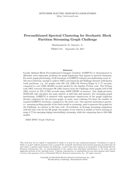 Preconditioned Spectral Clustering for Stochastic Block Partition Streaming Graph Challenge