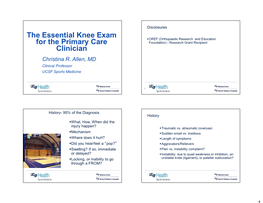 The Essential Knee Exam for the Primary Care Clinician