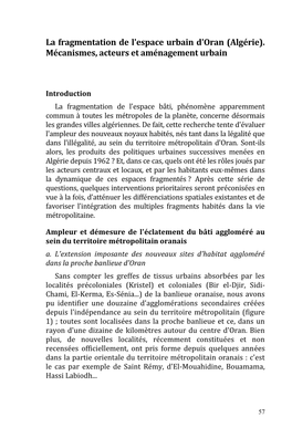 (Algérie). Mécanismes, Acteurs Et Aménagement Urbain