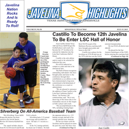 Castillo to Become 12Th Javelina to Be Enter LSC Hall of Honor Juan Castillo, Former Texas Bowl XLVII As Part of the National Championship