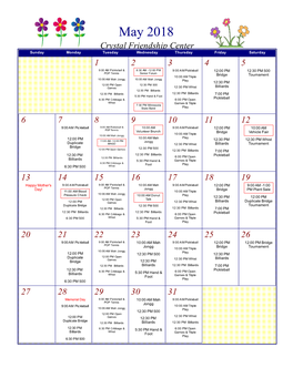 May-August Calendar 2018