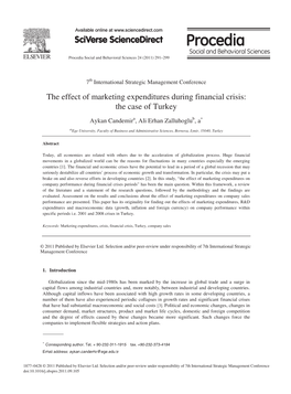 The Effect of Marketing Expenditures During Financial Crisis: the Case of Turkey