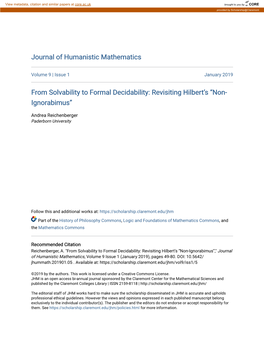 Revisiting Hilbert's “Non-Ignorabimus”