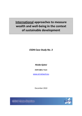 International Approaches to Measure Wealth and Well-Being in the Context of Sustainable Development