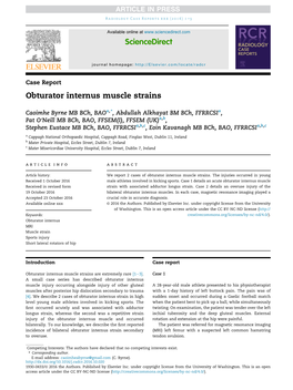 Obturator Internus Muscle Strains