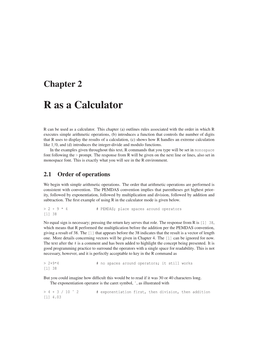 Chapter 2. R As a Calculator: Order of Operations