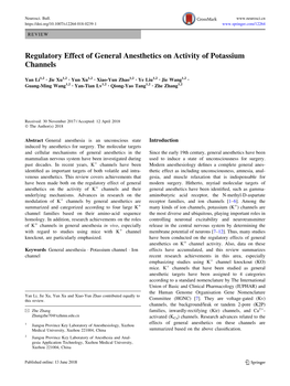 Regulatory Effect of General Anesthetics on Activity of Potassium Channels