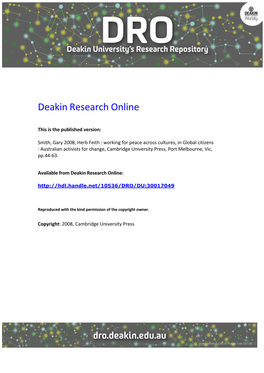 Herb Feith : Working for Peace Across Cultures, in Global Citizens : Australian Activists for Change, Cambridge University Press, Port Melbourne, Vic, Pp.44-63