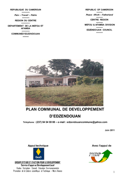 Plan Communal De Developpement D'edzendouan