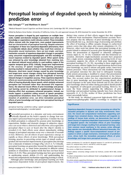 Perceptual Learning of Degraded Speech by Minimizing Prediction Error