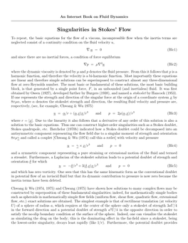 Singularities in Stokes' Flow