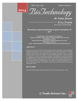 Research on Sports Marketing of Sports Enterprises of 361°