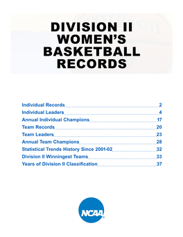 Division Ii Women's Basketball Records