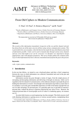 From Old Ciphers to Modern Communications